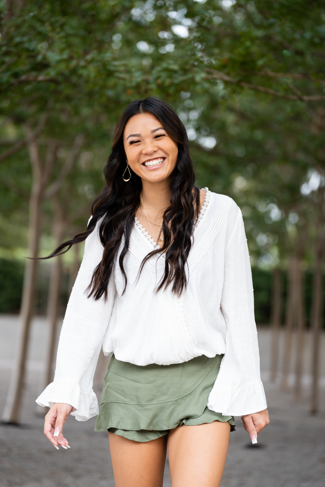 Senior portraits against the Kimbell Art Museum architecture
