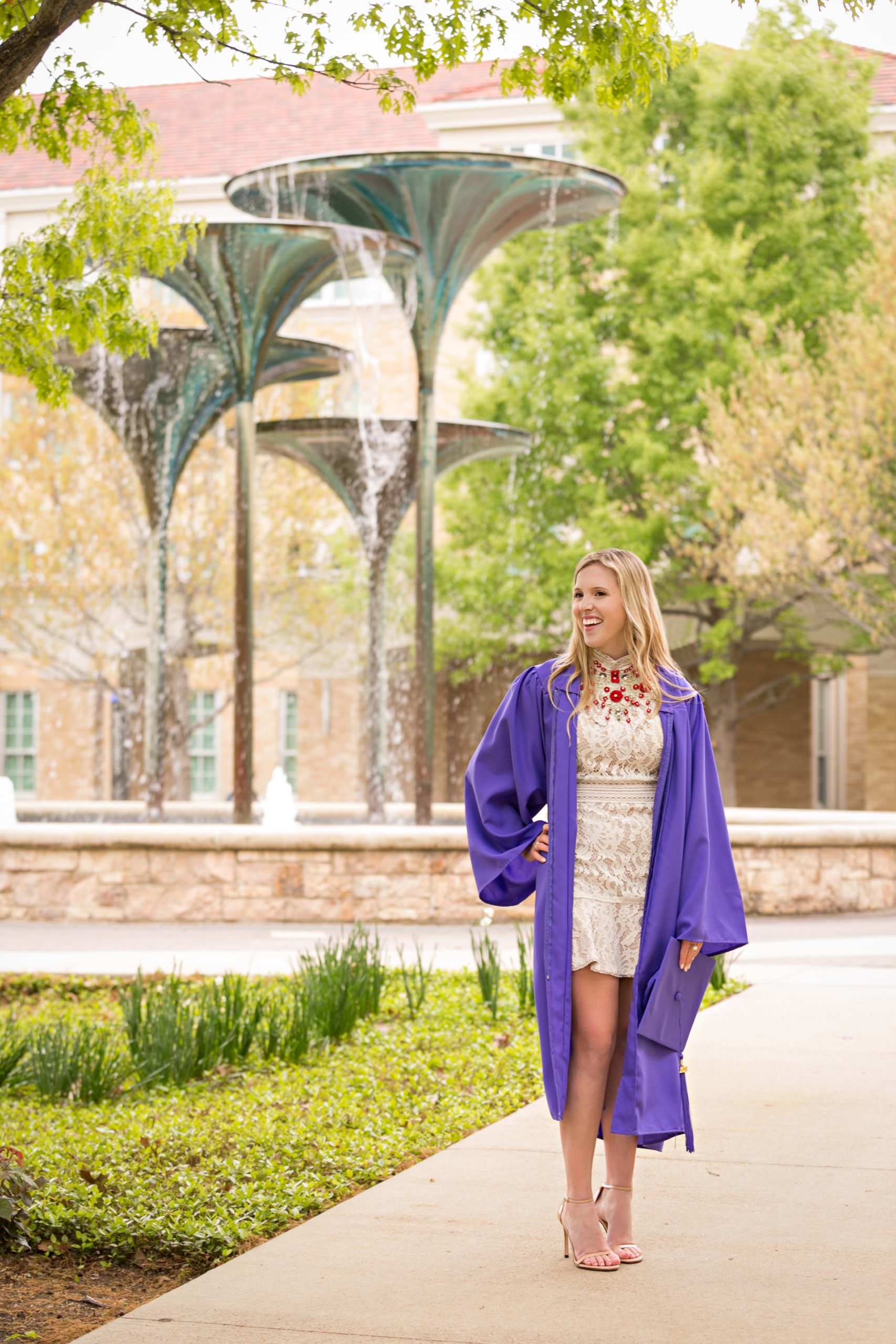 college high school senior portraits TCU horned frogs Amanda Lightly Photography campus cap gown