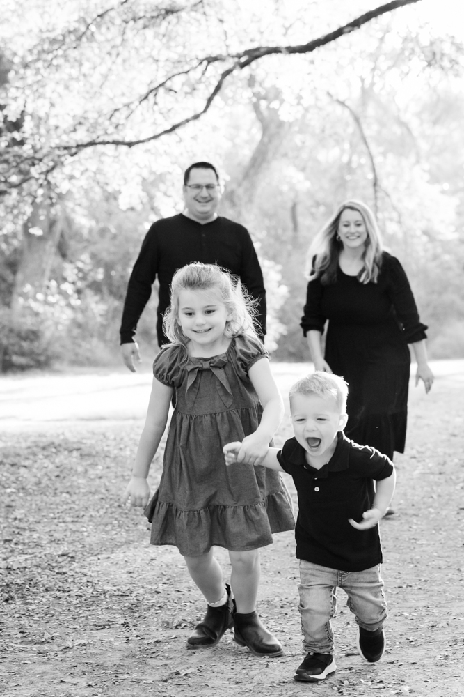 Warm fall family portraits at Boaz Park in Fort Worth