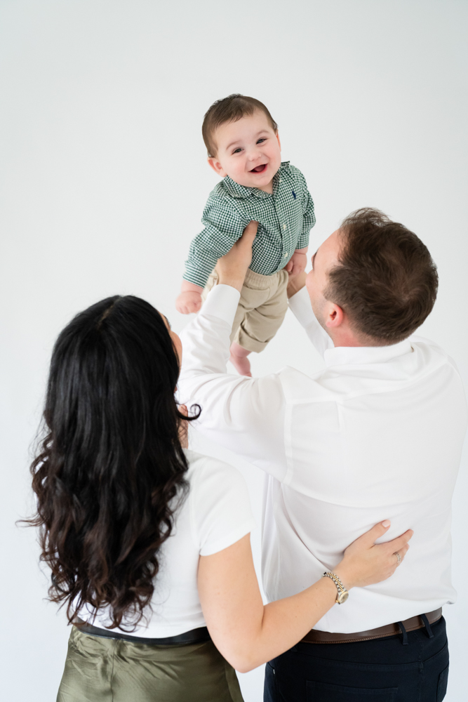 A joyful new-family portrait in the Fort Worth studio